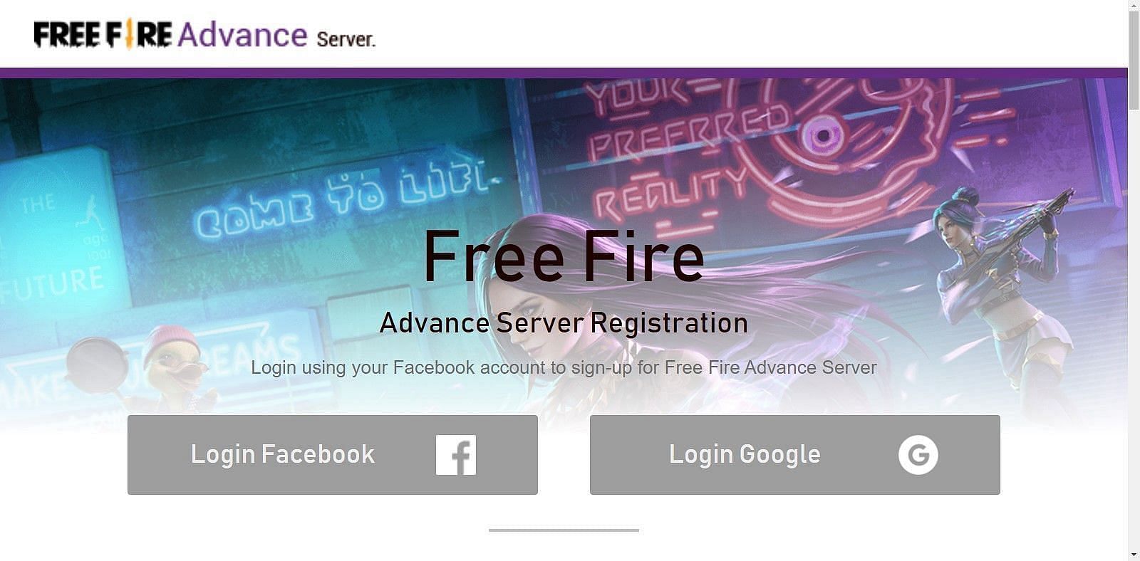 Guide to registering for Advance Server (Image via Garena)